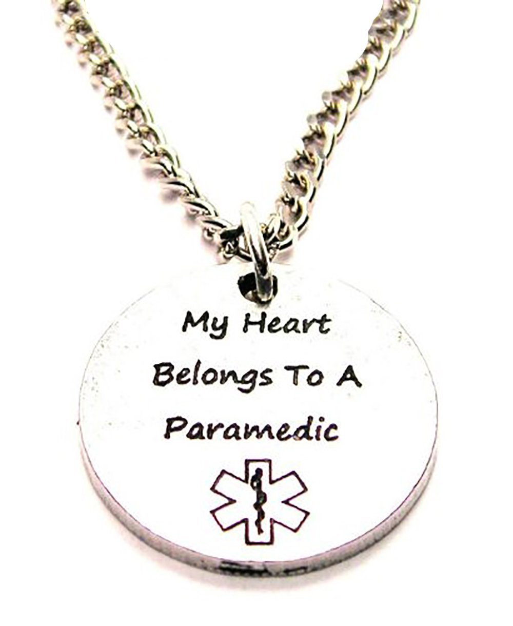 ChubbyChicoCharms My Heart Belongs to a Paramedic Pewter Charm 18" Fashion Necklace