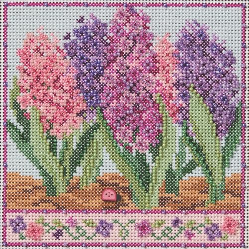 Mill Hill Hyacinths Beaded Counted Cross Stitch Kit 5.25 x 5.25 inches