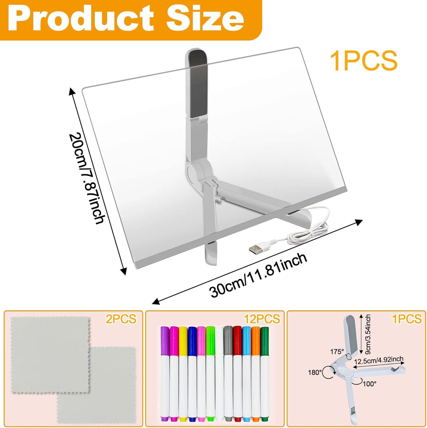 Parssufy 3D Acrylic Dry Erase Board with Light up Dry Erase Board with Stand as a Glow Memo LED Letter Message Board with 13 Pens (20X30 CM) 1