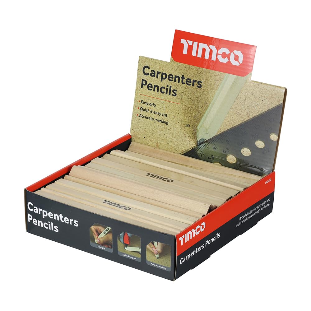 Timco Carpenters Pencils Marking Wood Rough Surfaces HB Lead Display Box 72pcs