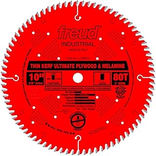 Freud Thin Kerf Ultimate Plywood & Melamine Saw Blade with Premium Tico Hi-Density Carbide Crosscutting Blend for Maximum Performance - 10" Diameter, 80 Teeth - LU79R010