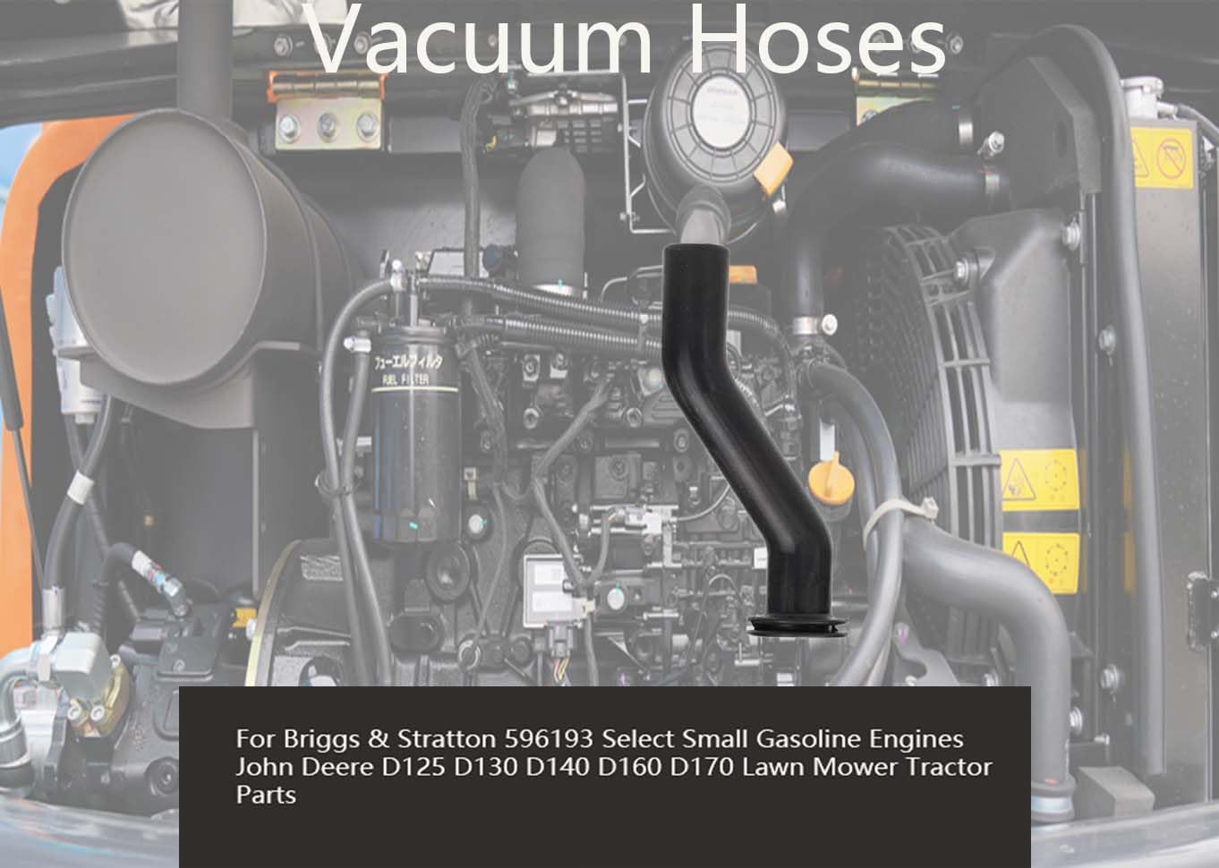 (2/Pack) 596163 593998 797408 Rubber Vacuum Hose Compatible With B & S John Deere D125 D130 D140 D160