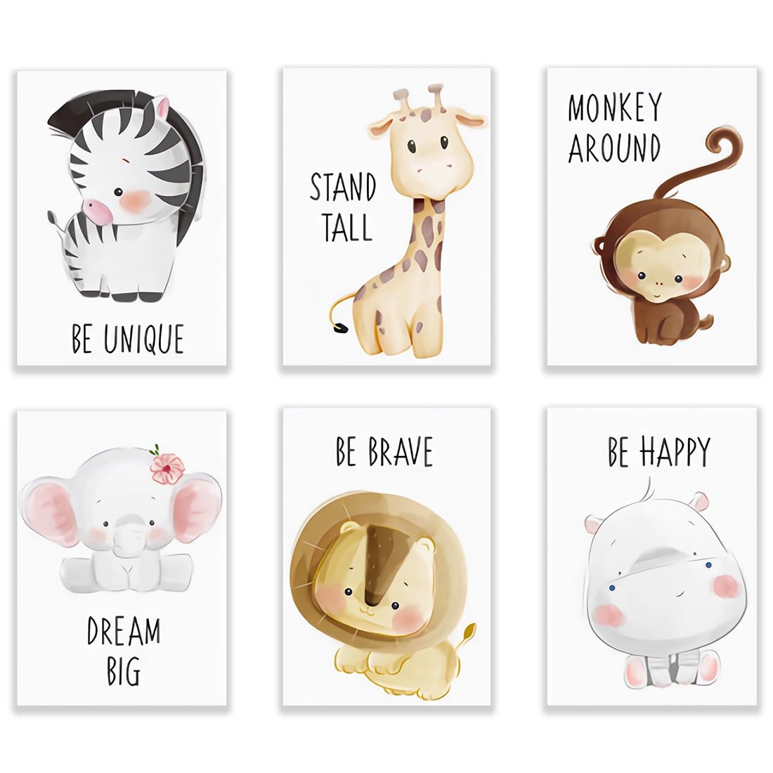 Poster da 6 pezzi, immagine della stanza di un bambino (21 x 30 cm), set di poster, decorazione murale, decorazione della stanza dei bambini
