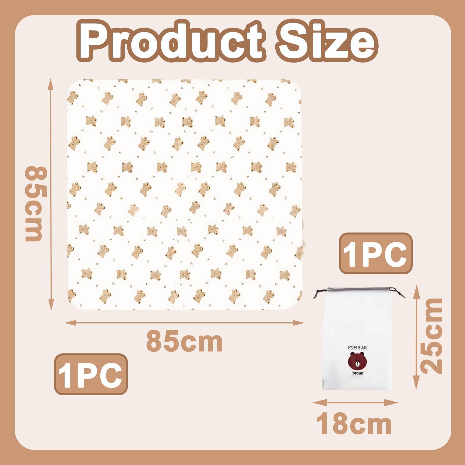 aieieii Thin Baby Blanket for Newborns Pram Blanket with a Small Drawstring Storage Bag Cute Bear Pattern Baby Blankets Newborn Soft - Image 2