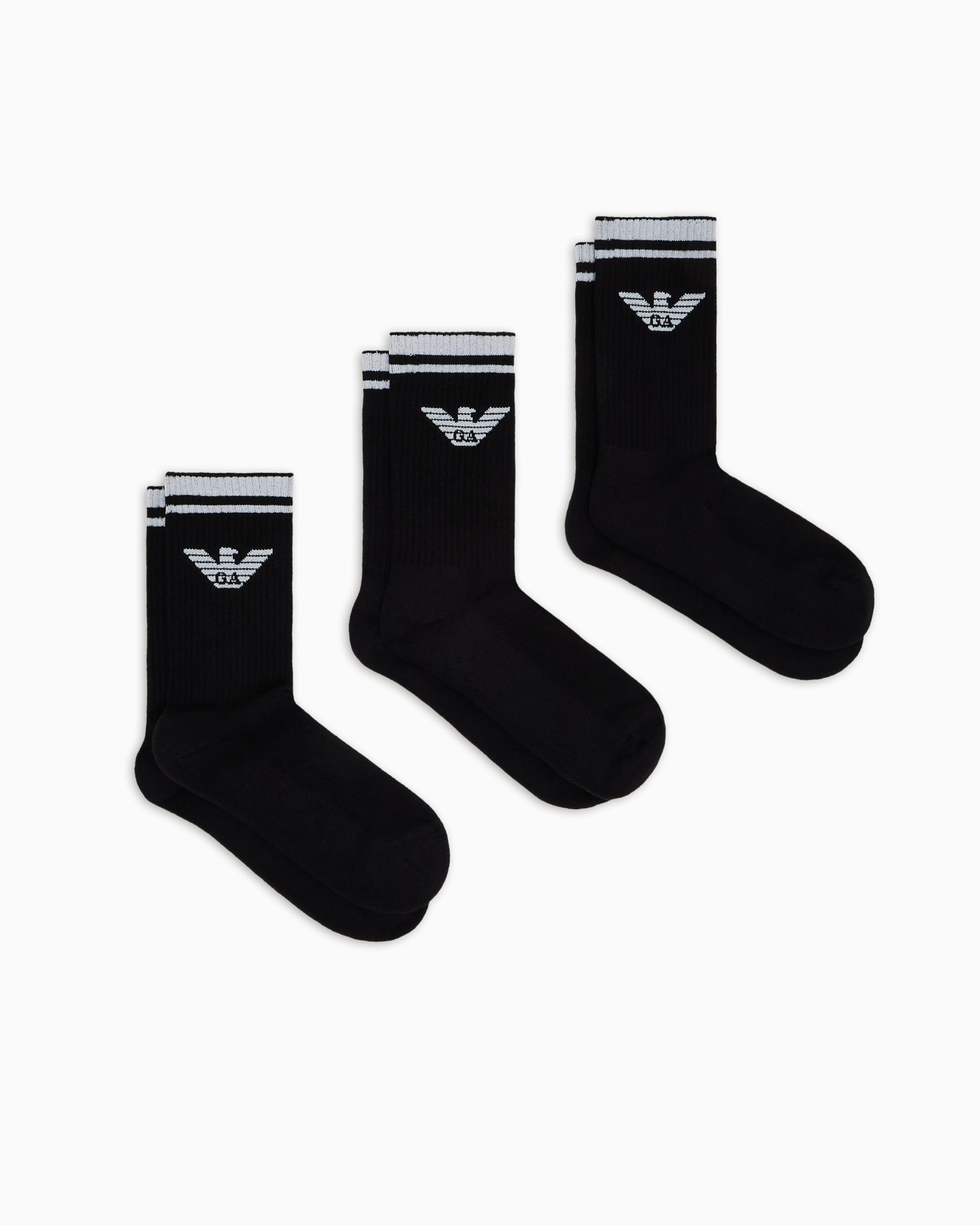 Emporio Armani MAN'S EAGLE SPONGE 3-PACK SOCKS SHORT BLACK TU