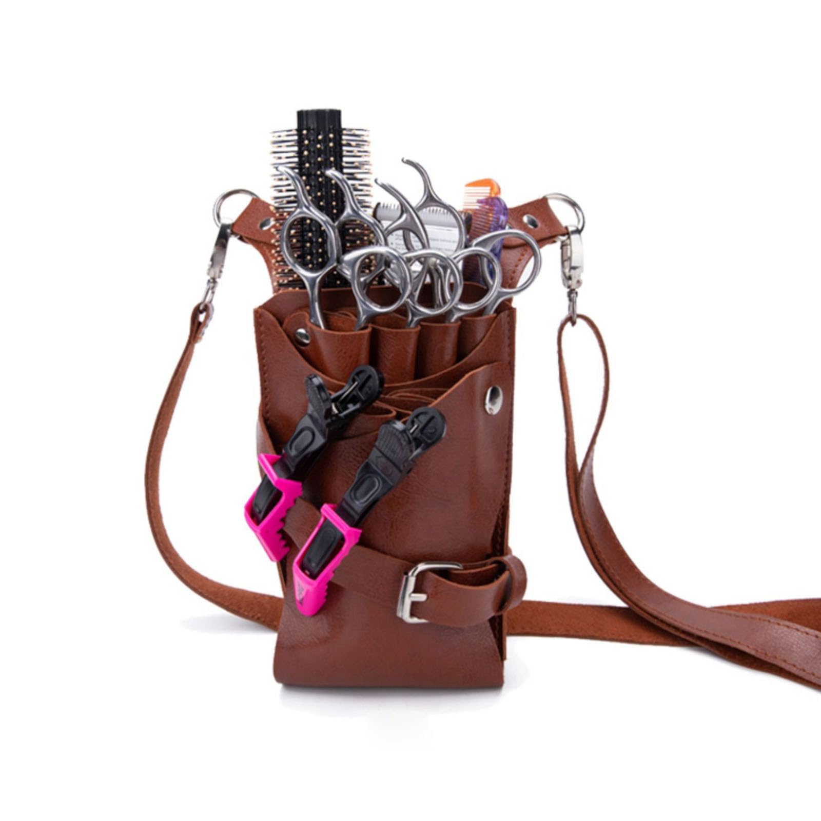 vrfvsdasAAS Hairdressing Tools Waist Bag, Professional Hairdresser Scissor Holster Belt Bags Barbershop Hairdressing Tools Accessories Supplies(Brown)