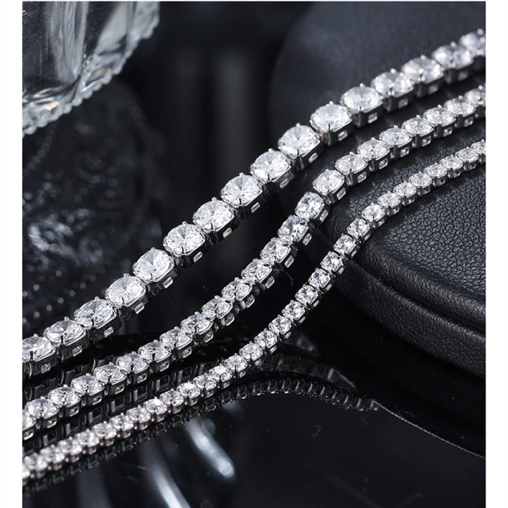 Armkette Damen,Exquisites Armband Aus Vergoldetem S925-Sterlingsilber, 2 Mm, Mikrobesetzter Zirkon, Charm-Tennisarmbänder, Leichter Luxus-Diamant, X-Link-Armbänder, Schmuck Für Damen, Herren, Ges
