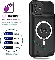 Vista 5 de Funda de carga inalámbrica para iPhone 11, 10000 mAh de alta capacidad, portátil, recargable, funda protectora de carga inalámbrica compatible