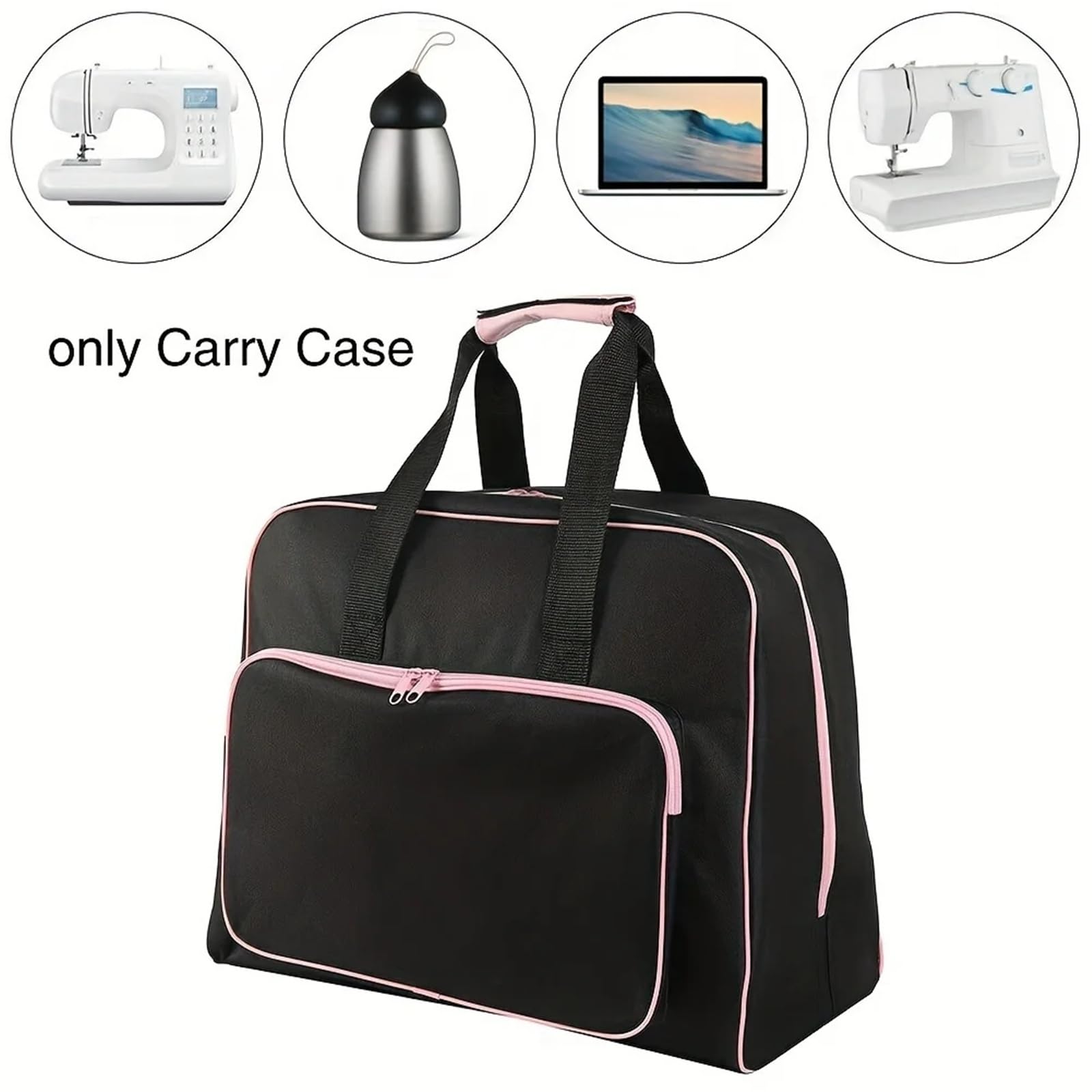 Bolsa for máquina de Coser, Funda Transporte for el hogar, Bolsa Viaje portátil, Multifuncional, Resistente al Polvo(Pink-Black)