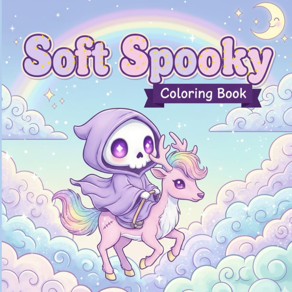 Soft Spooky Coloring Book: Cute Spooky Characters and Adorable Creatures Coloring Book for Kids – 43 Illustrations
