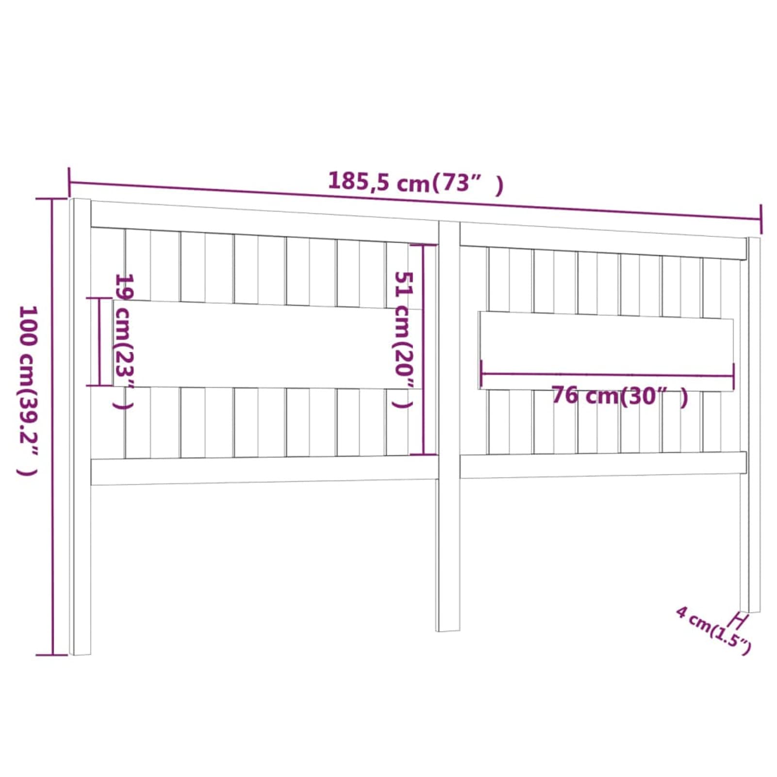 Cabecero de cama blanco 185,5 x 4 x 100 cm, madera maciza de pino, cabecero de cama, cabecero de cama de matrimonio, respaldo para cama y sofá, para dormitorio, salón, decoración de muebles