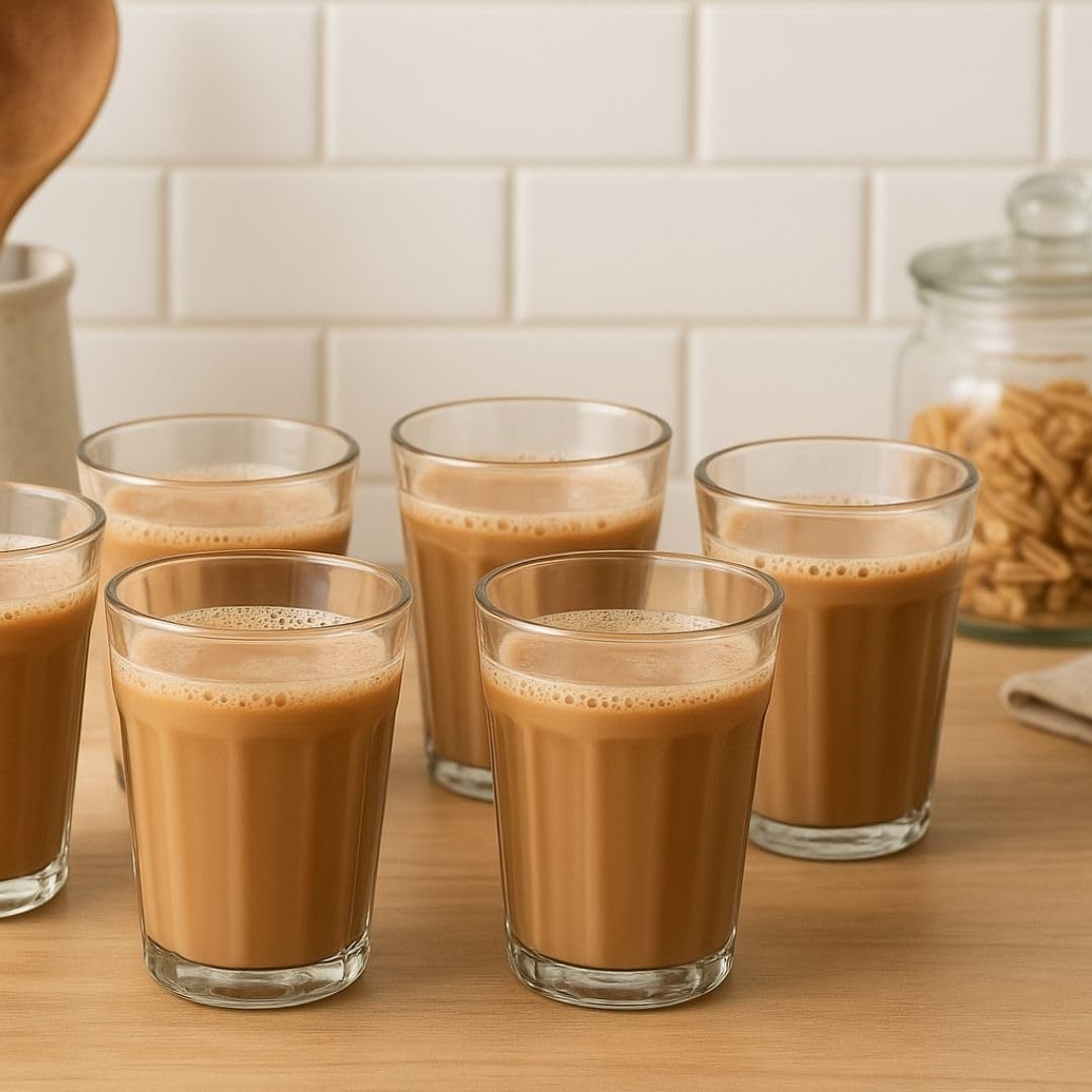 AYUTAS Cutting Chai Glass Set of 6 | Transparent Tapri Style Tea Glasses for Home, Kitchen & Restaurants | Classic Chai Cup for Coffee, Tea & Beverages - Durable & Stylish 2