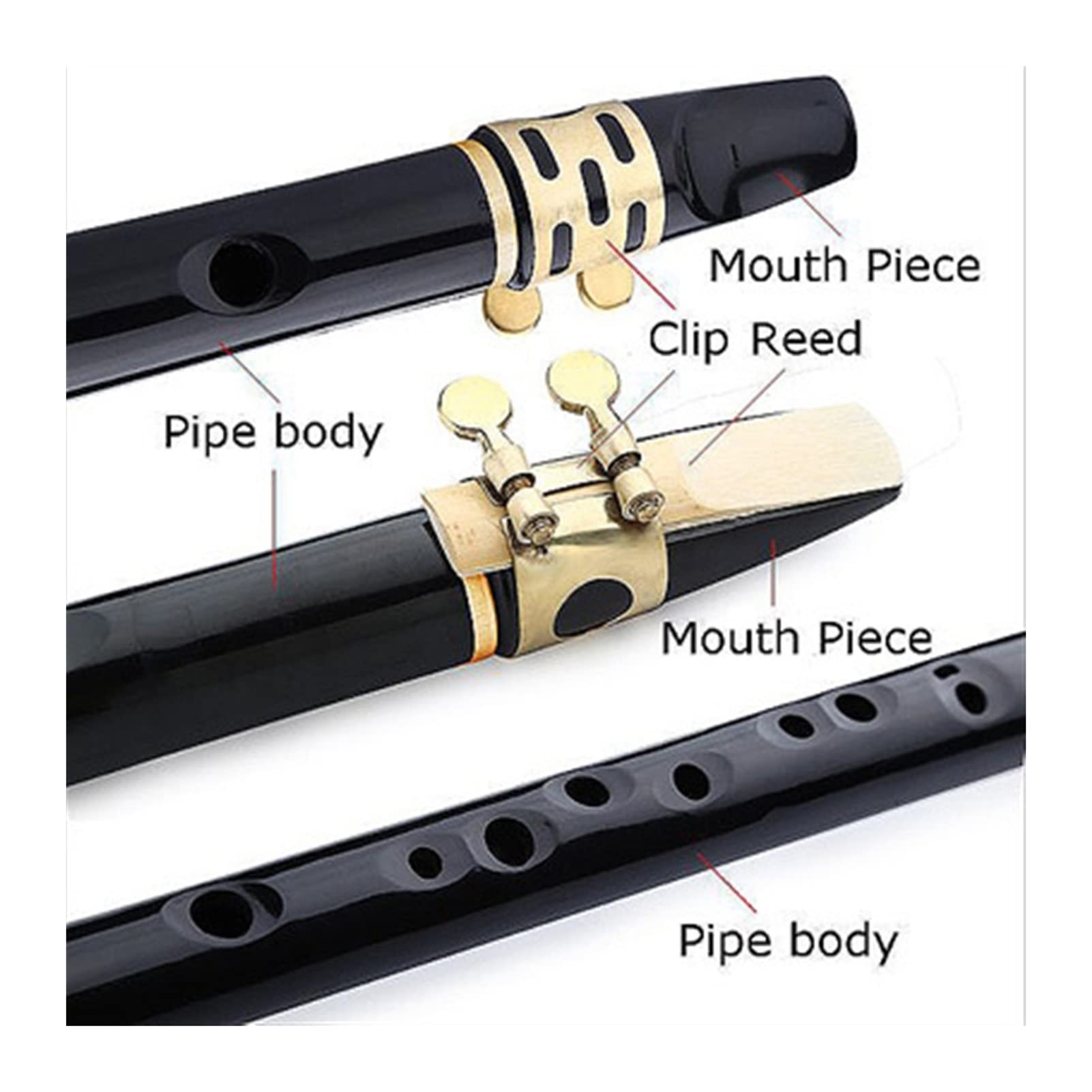 Pocket Saxophone Tenor Alto Saxofone Mini Pocket Saxophone Bamboo Sax Paix De La Paix Saxophone professionnel (Color : Black)