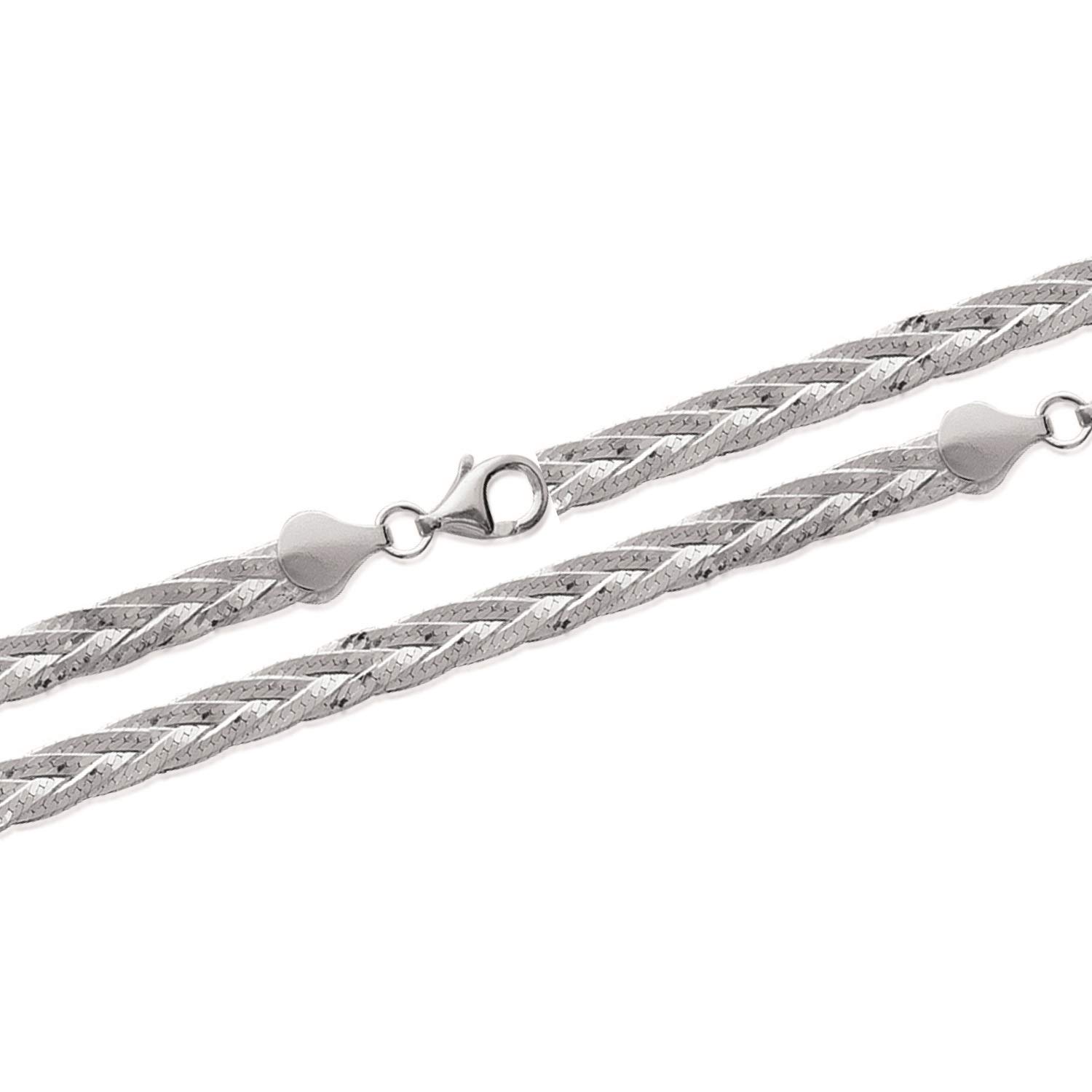 Bracciale in maglia intrecciata a 3 fili, argento massiccio 925/000 rodiato