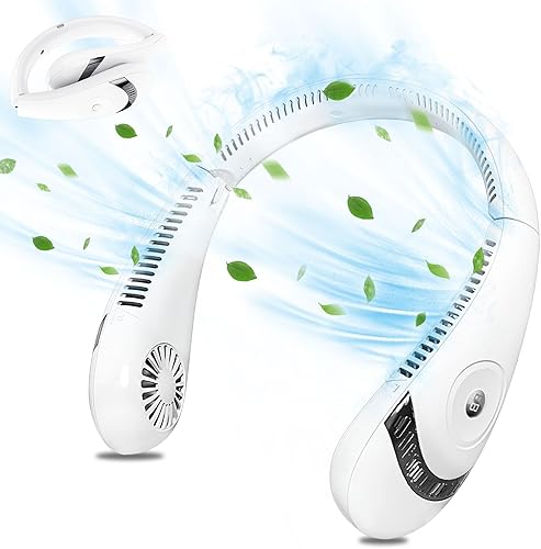 Miniatura 1 de Ventilador de cuello portátil, ventilador de cuello plegable manos libres, ventilador personal de enfriamiento de 360, ajuste de 3 velocidades,