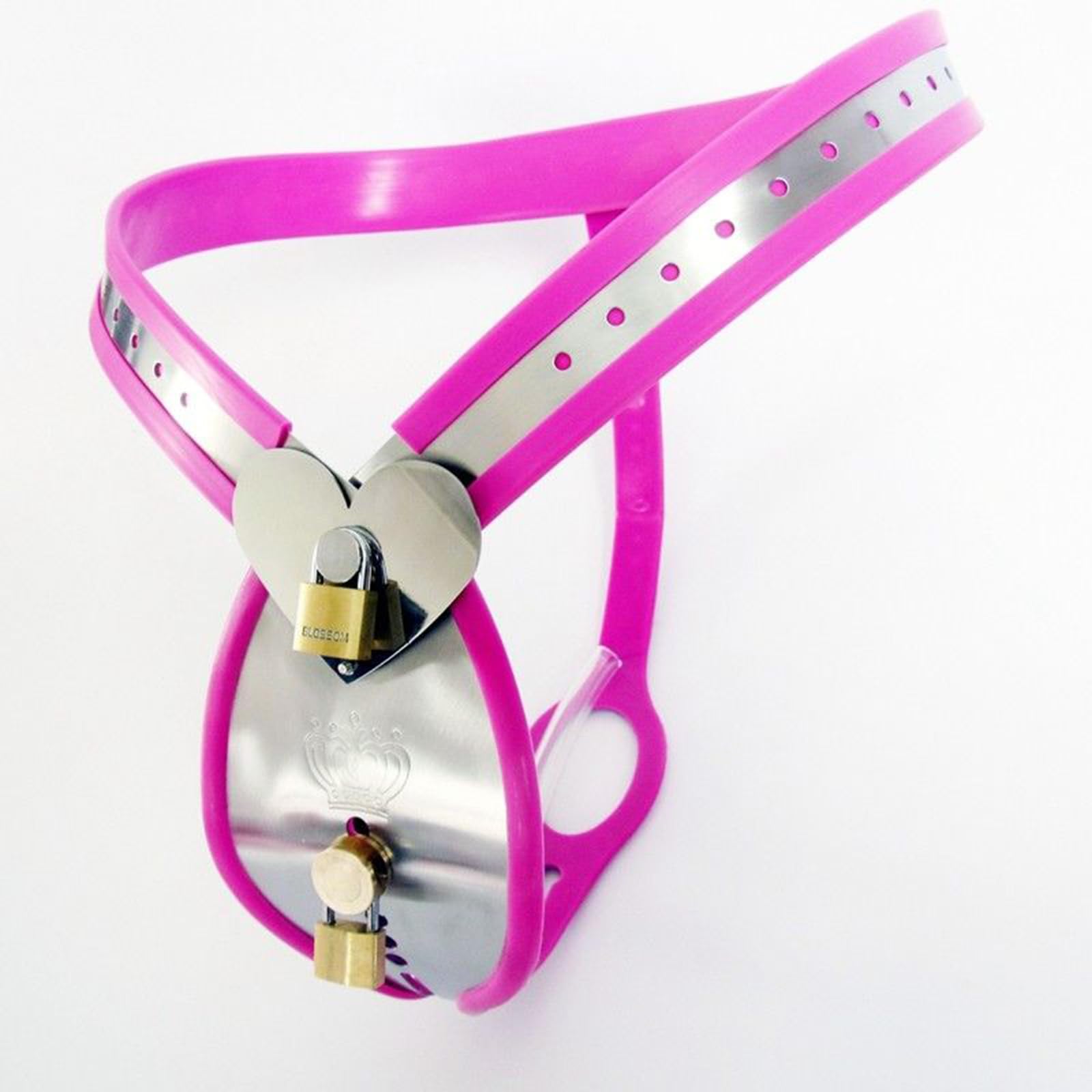 Ceinture de chasteté invisible en acier inoxydable pour hommes rose 60-90cm YILUQIFLY Cage à pénis ajustable
