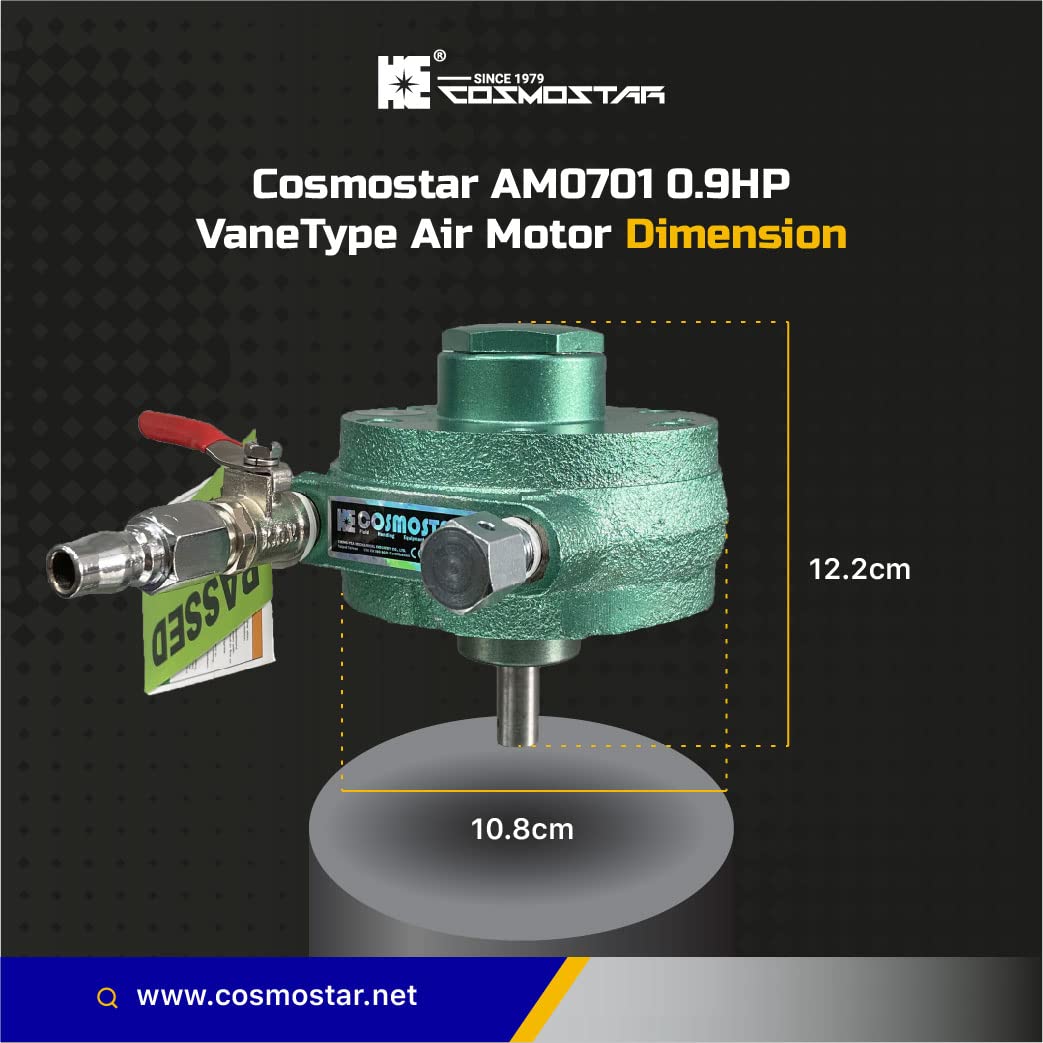 COSMOSTAR AM0701 0,9 CV, motore ad aria compressa a cellule alari, durevole e versatile per pittura, stampa e miscelatori | AM2 tipo di cella ad ala