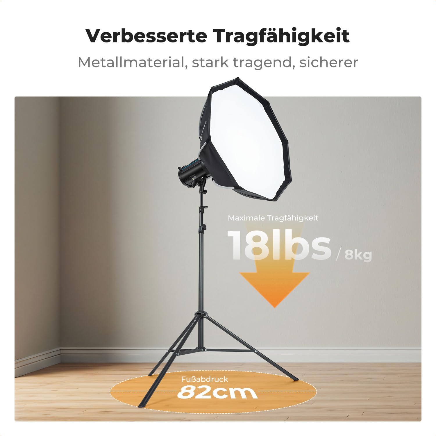 K&F CONCEPT 280CM Metal Fotografie Lichtstativ mit Universal 1/4" Srew | Light Stand für Studio-Fotographie, Reflektor, Blitz & Video, 112-280CM einstell Beleuchtungstativ hoch