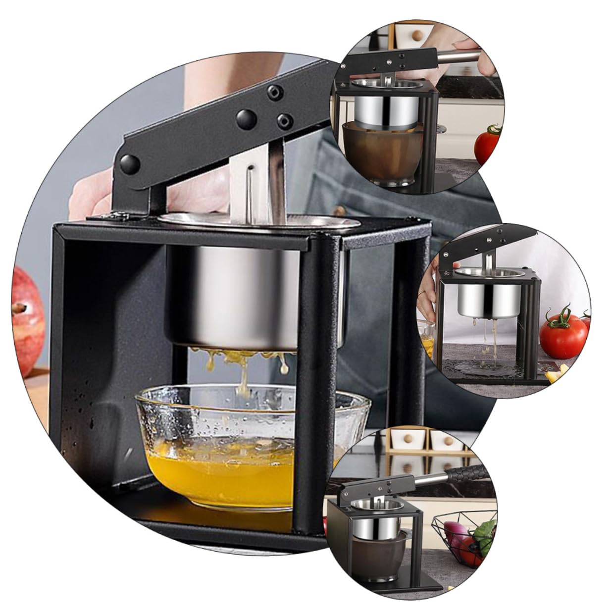 Veemoon Exprimidor Manual de Jugo de Naranja y Frutas, Prensa Compacta de Acero Inoxidable, Resistente y Multifuncional, para Uso Doméstico y Extracción de Zumos Frescos