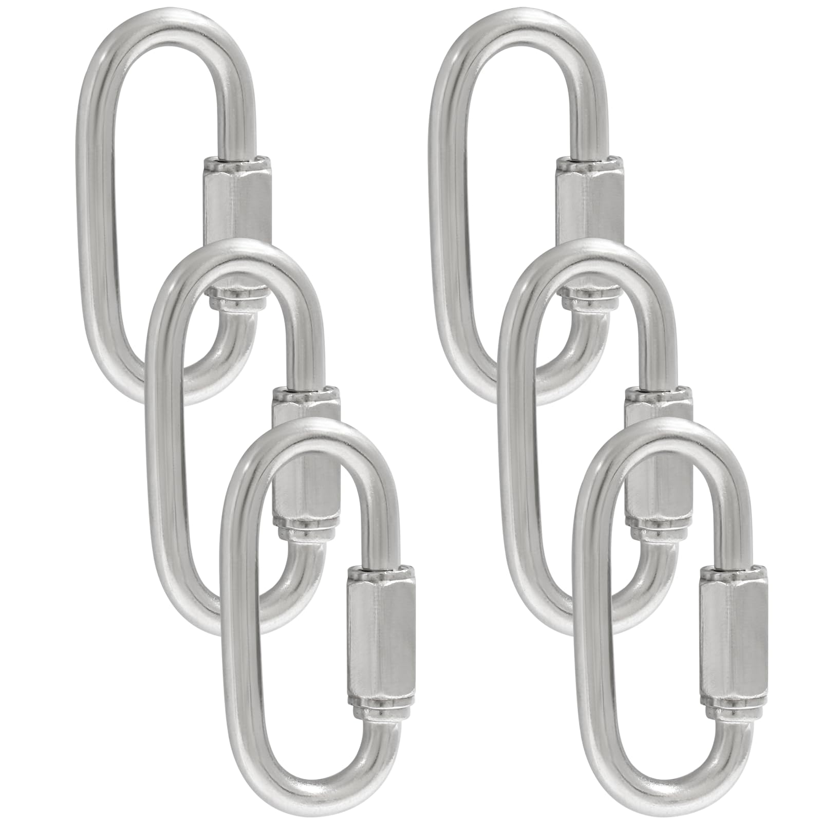 6Pcs Quick Links 3/16 Inch 304 Stainless Steel D Shape Locking Quick Connector, M5 Quick Link Chain Heavy Duty Durable Chain Connector - 648lbs Capacity