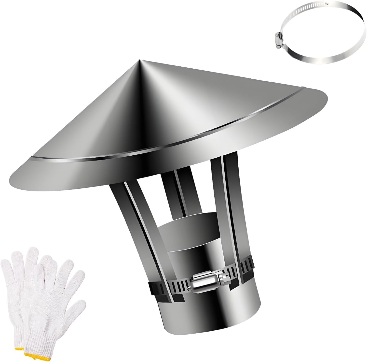 Tapa de chimenea de acero inoxidable de 22 cm para tubos de 50 a 300 mm