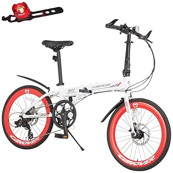 CANOVER 折りたたみ自転車 ホワイト/レッド Amazon | カノーバー(CANOVER) 折りたたみ自転車 20インチ 7段