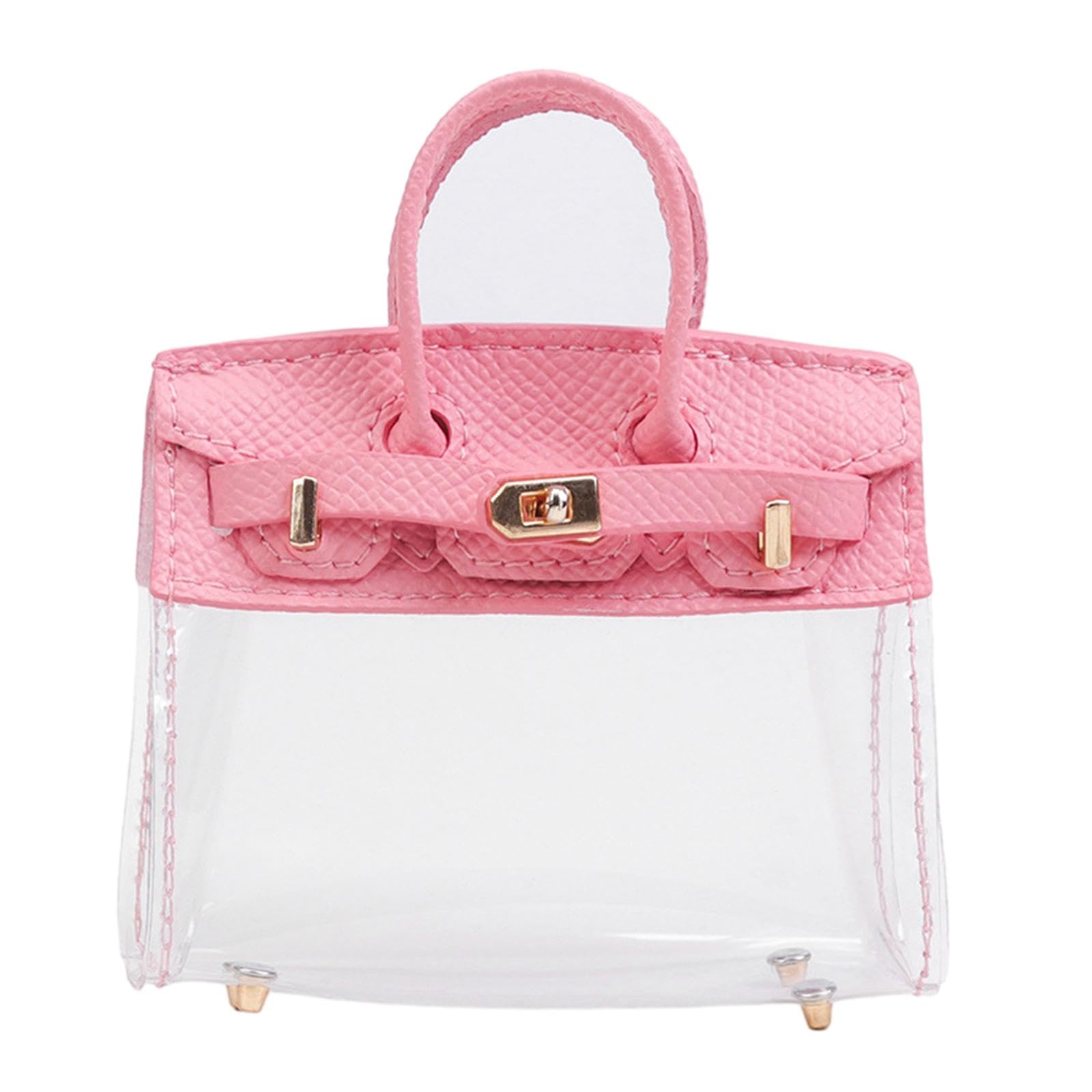 Merishopp Car Keychain Cover TPU Delicate Cute Small Travel Storage Pouch Mini Handbag Pink-image-6