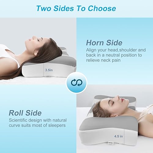 Miniatura 4 de NPET Almohada cervical para aliviar el dolor de cuello con fundas de almohada de seda, almohada ortopédica ergonómica de espuma viscoelástica para