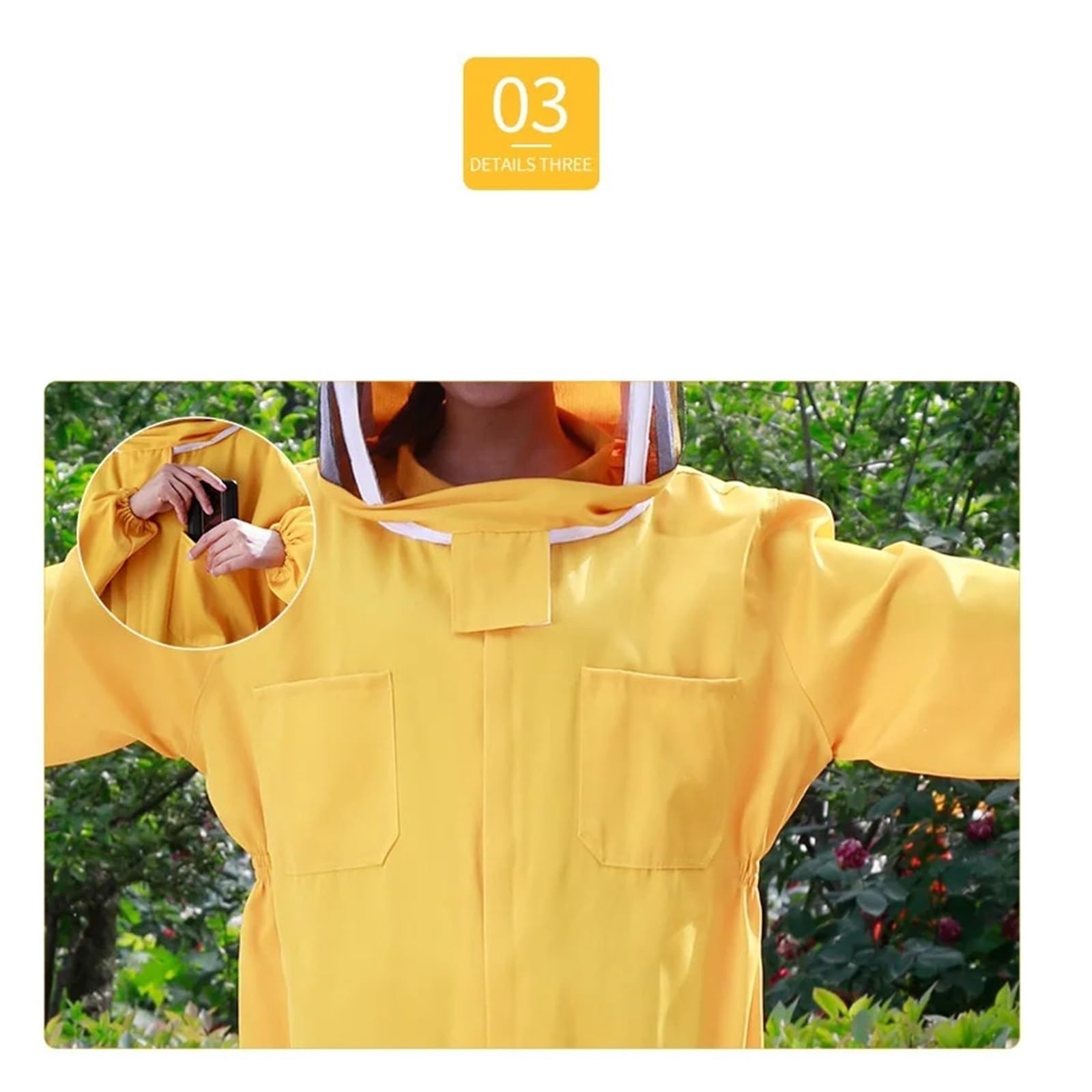 Costume d'abeille, Combinaison d'apiculture en coton avec fermeture éclair, voile de protection, vêtements d'apiculteur, équipement combinaison d'abeille(Giallo,XXL)