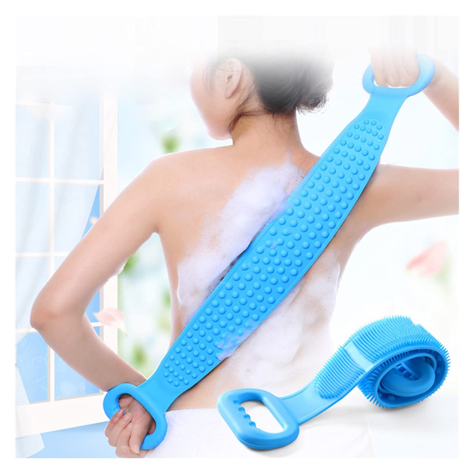 Shower Magic Cepillos de Silicona Toallas de baño Frotar Espalda Barro Peeling Masaje Corporal Ducha Depurador extendido Cepillos de Ducha limpios para la Piel Cepillo de baño (Color: Rosa)