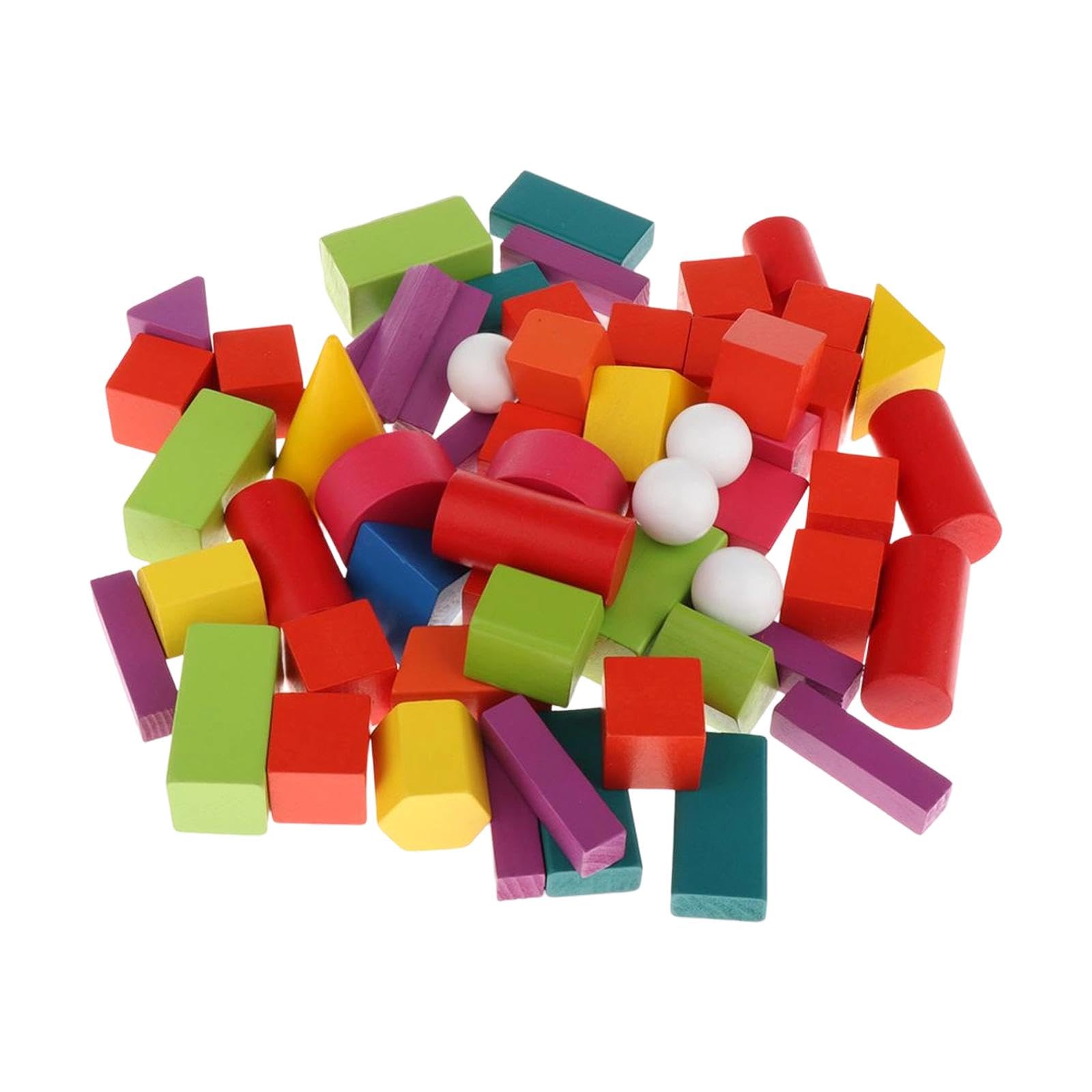 Colcolo 60 Blocchi Geometrici in Legno con Forme 3D per Bambini, Materiale Didattico per La Matematica, per La Scuola Elementare E
