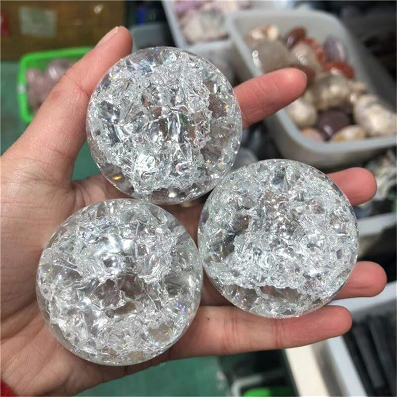 FFIME Polished Crack Glass Ball Crystal Stones for Sale - (Color: 1pcs, Size: 45-50mm)