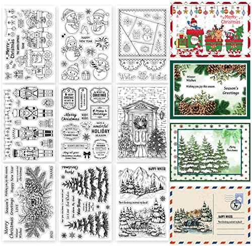 ORIGACH Merry Christmas Sentiments Words Clear Stamps for Card Making Christmas Positive Motional Verses Phrase Transparent Silicone Stamps for DIY Holiday Scrapbooking Journal and Album Decorative