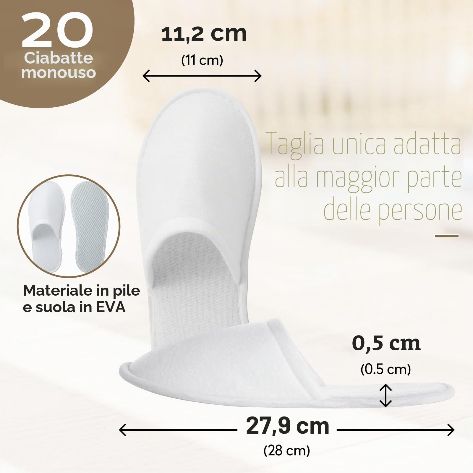20 Paia di Pantofole Spa Hotel Lavabile Donne Uomini, Pantofole Hotel Monouso, Pantofole da Ospite Confortevoli Morbide Antiscivolo per Hotel e Spa Casa Viaggi