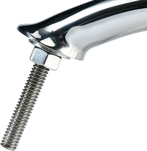 Miniatura 3 de Amarine Made Paquete de 2 barandillas de mano ovaladas de acero inoxidable pulido con brida y perno (23 pulgadas)