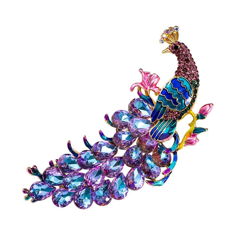 Image of Rhinestone Peacock Animal Brooch Pins for Women Bird Fashion Brooch Costume Accessories Suit Sweaters Dresses Jackets Wedding Christmas Birthday Holiday Thanksgiving Jewelry Gifts