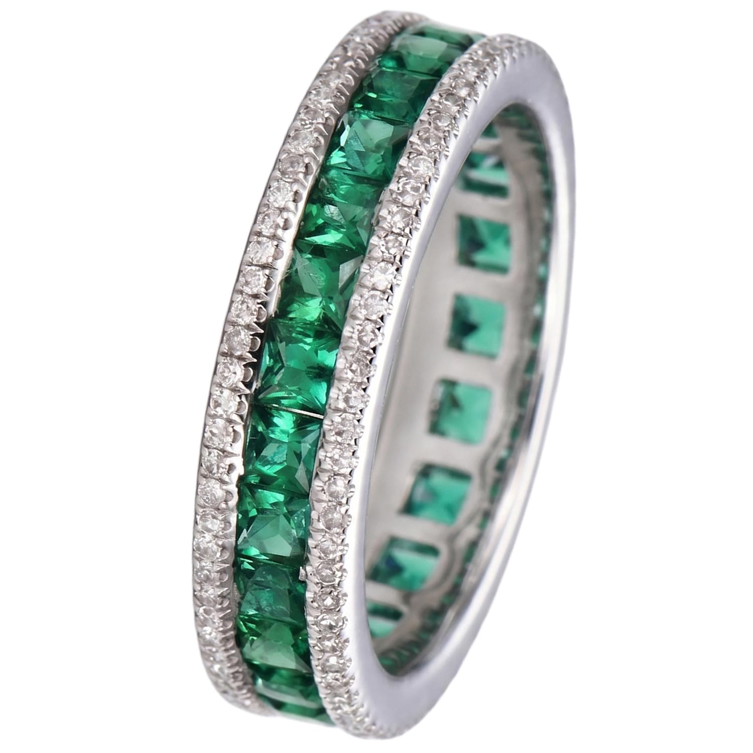peora Green Silver Plated Stylish Eternity Finger Ring for Women & Girls US 7 | Crystal & Cubic Zirconia Studded | Anniversary Festive & Casual Wear Jewellery | Gift for Her-picture-22