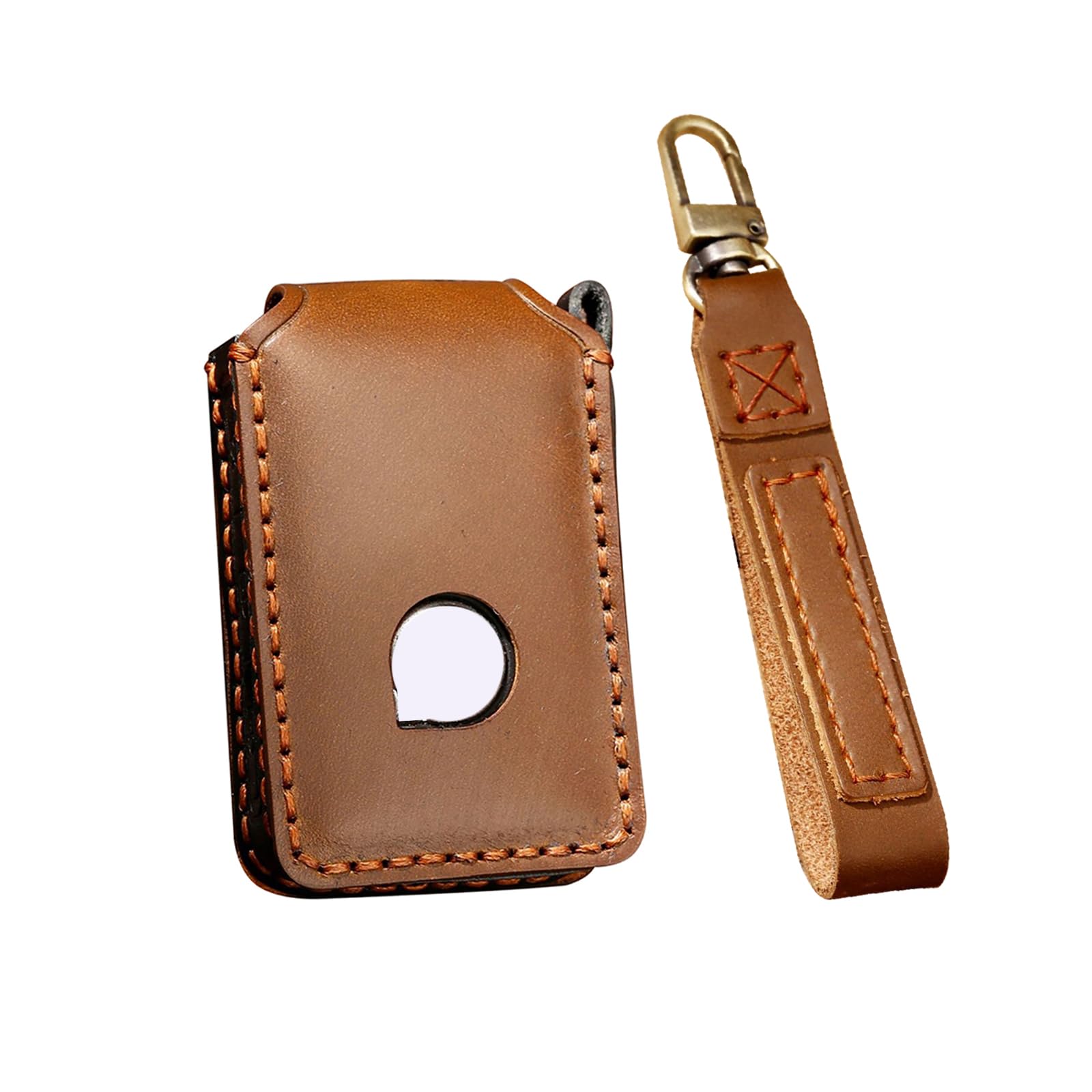 Custodia In Pelle Per Chiave Volvo - HIBEYO Smartkey Cover Marrone, Protezione Anti Graffio Per S60, S90, V90, XC40, XC60, XC90 (2017-2020)