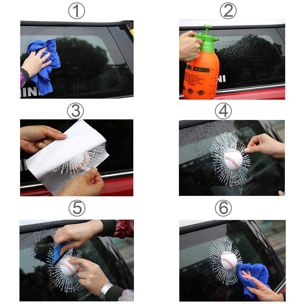 Adesivo Auto 3D Porfeet - Pallina Da Tennis, Calcio, Baseball, 18x18 Cm, PVC, Effetto Vetro Rotto - Foto 6