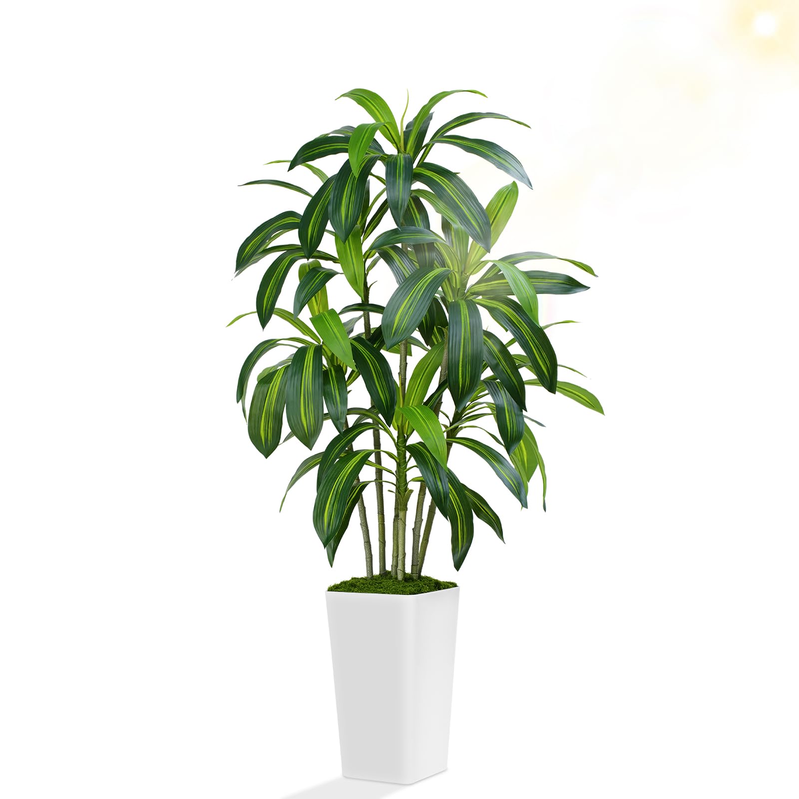 dracaena plant artificial tree 5ft tall fake tropical floor plants potted artificial silk tree leaf faux trees white tall planter for home office living room indoor outdoor decor