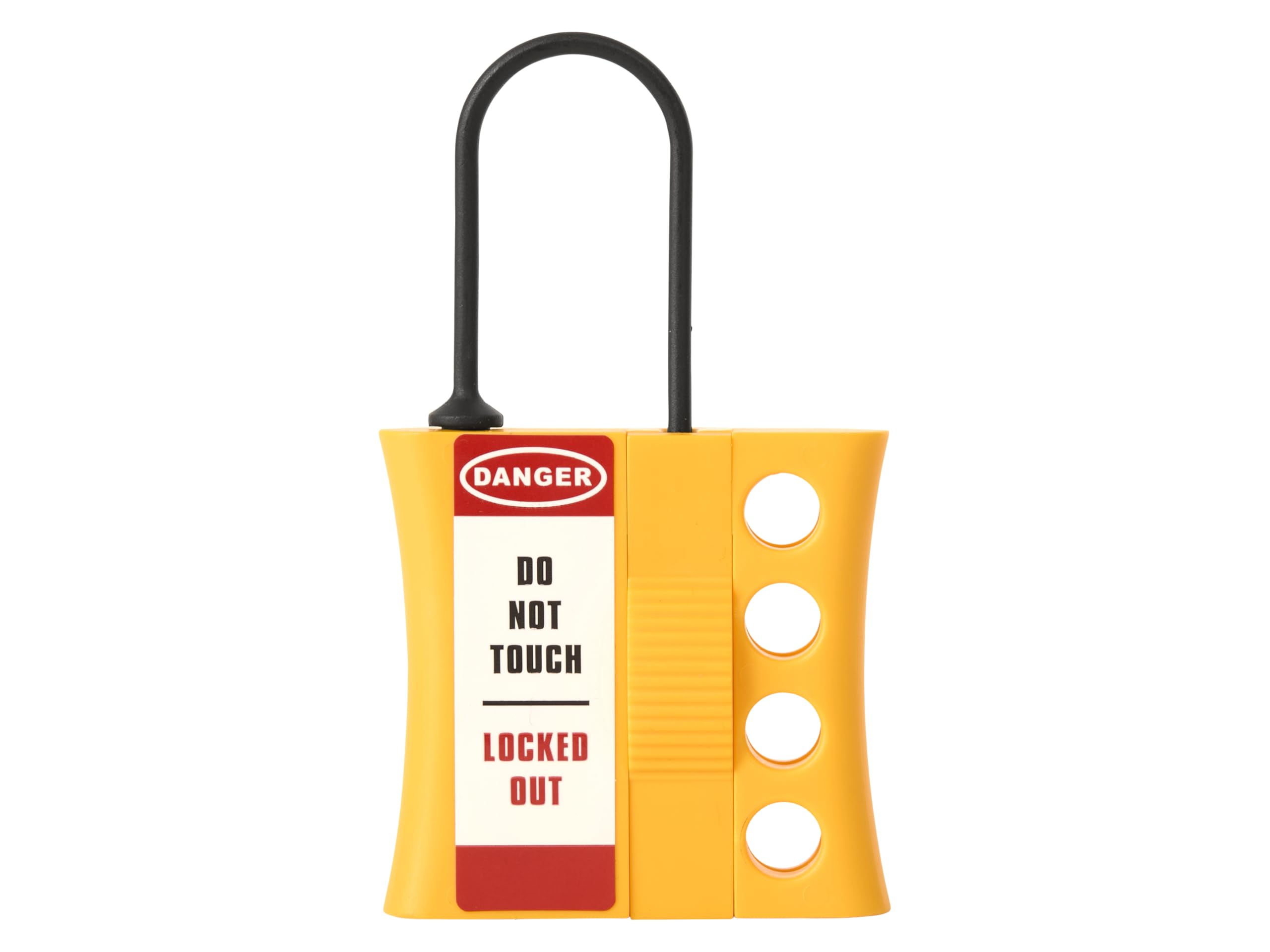 The Workplace Depot Yellow Non-Conductive Lockout Hasp – Dielectric Nylon Group Lockout Device, High-Visibility Black & 3Mm Or 6Mm Shackle For Electrical & Industrial Safety (3Mm Shackle)