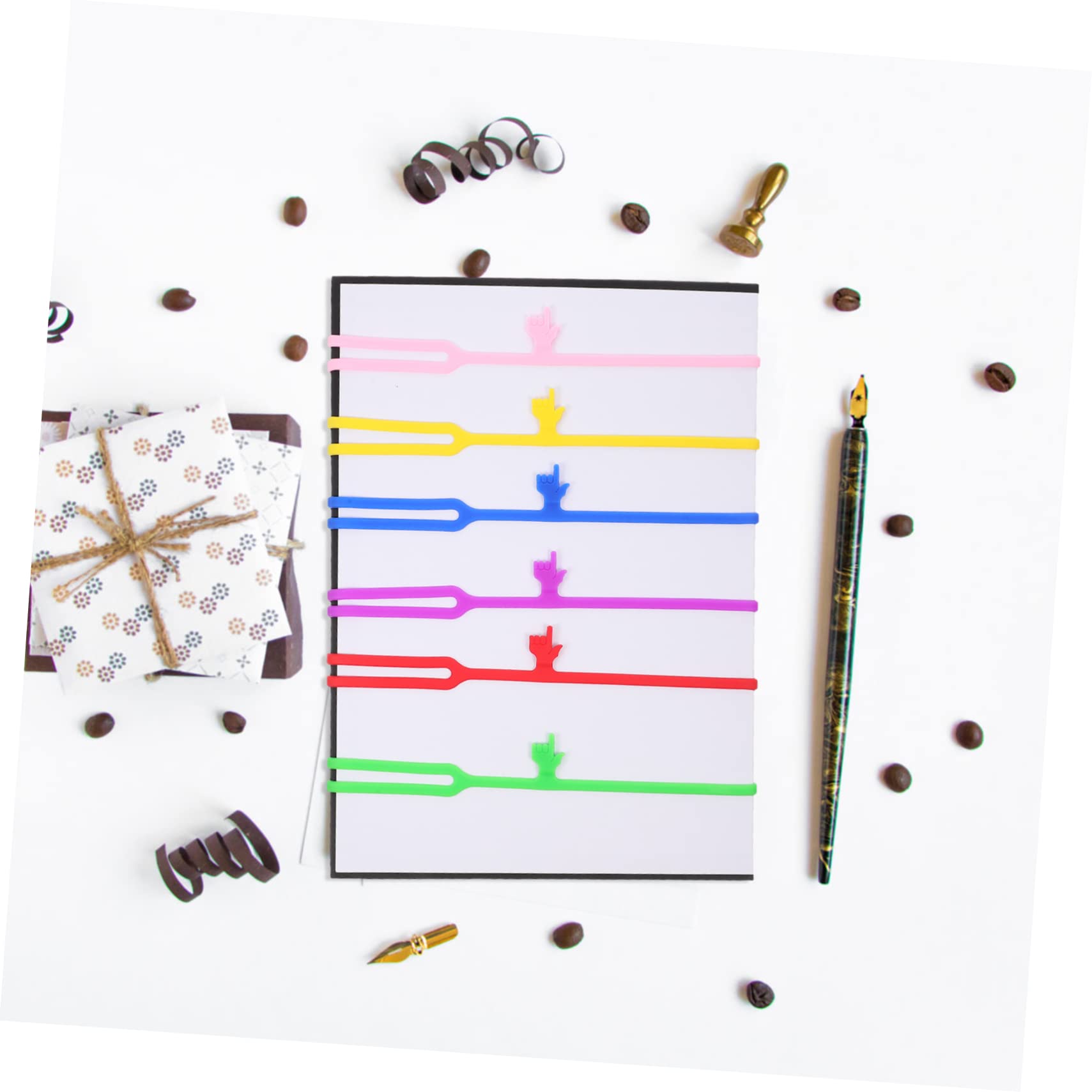 HOMSFOU Papelería Para Marcadores Clips De Página Marcadores Herramienta Para Marcar Libros Marcador De Silicona De Página Marcador De Bricolaje Gel De Sílice Vistoso 6 Piezas X 4