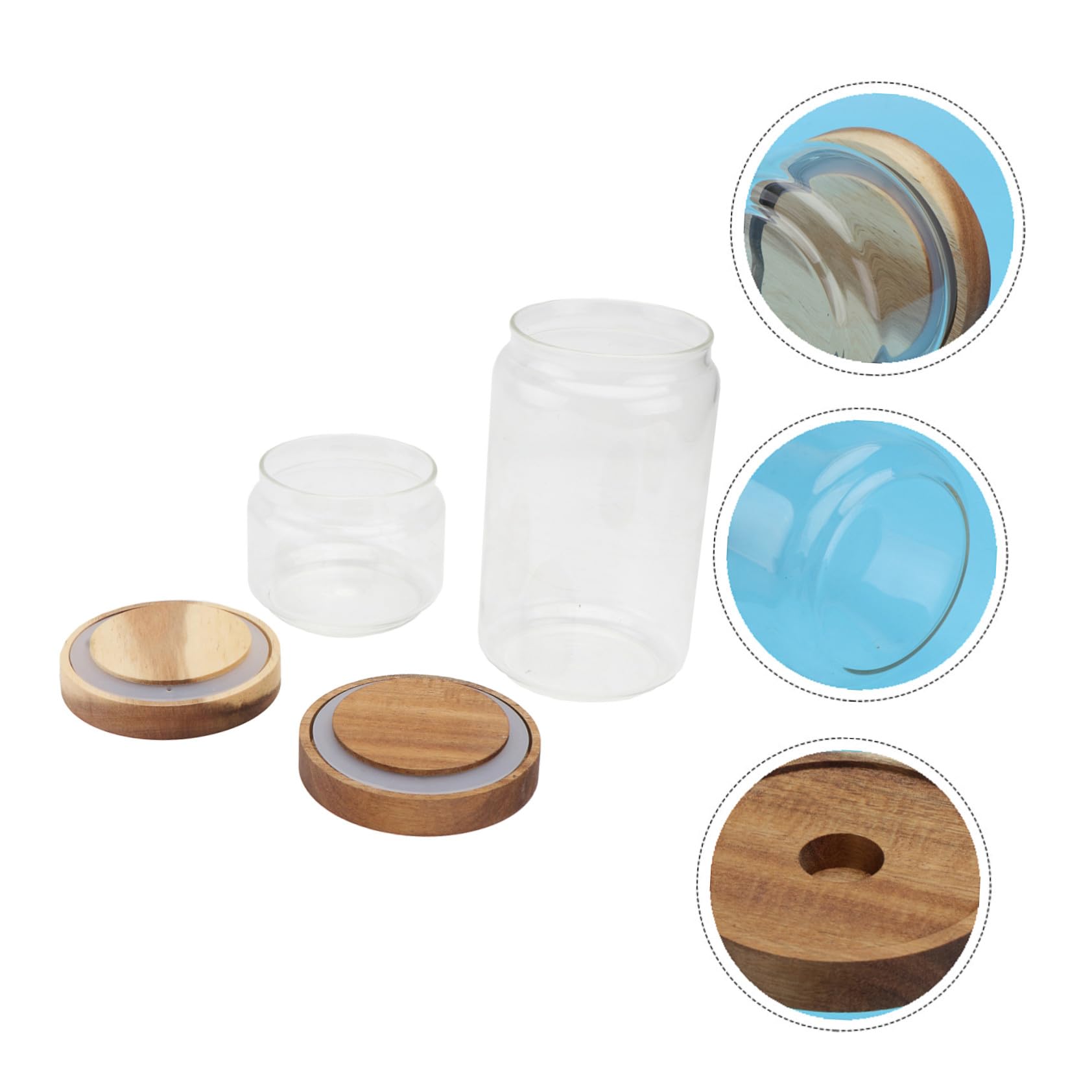 STOBAZA 2 Set Barattoli Ermetici in Vetro Borosilicato Resistenti Al Calore Contenitori Trasparenti Per Alimenti E Tè Vasetti Sigillati Per Conservazione Sicura Dolci E Snack 2 Pezzi*2