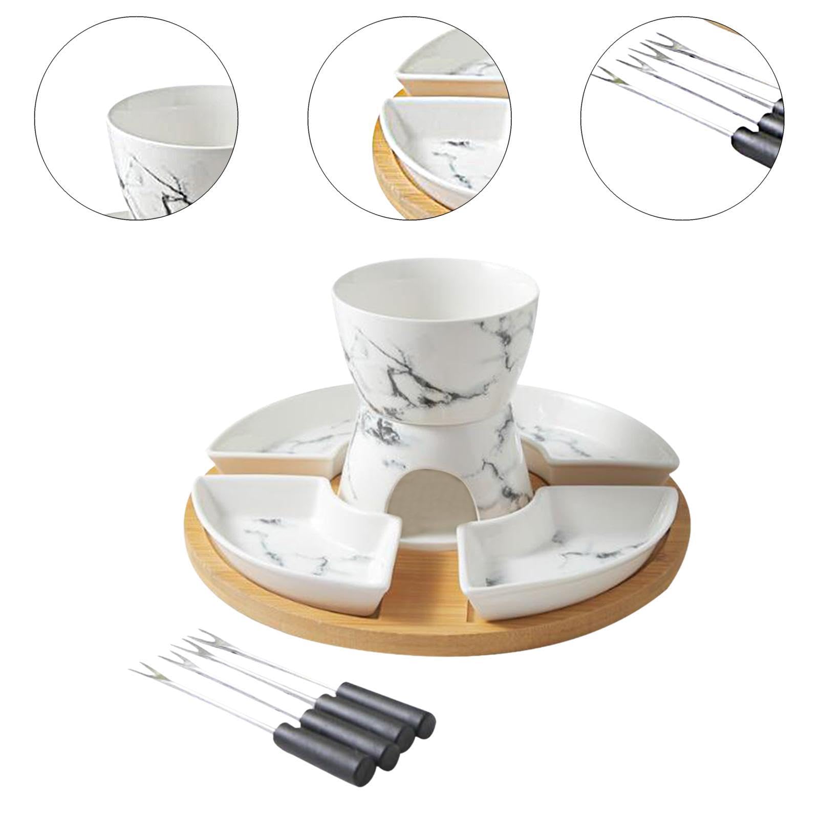 Service à Fondue avec Bougie Chauffe-Plat et Caquelon à Fondue Au Chocolat pour Fromage Au Caramel