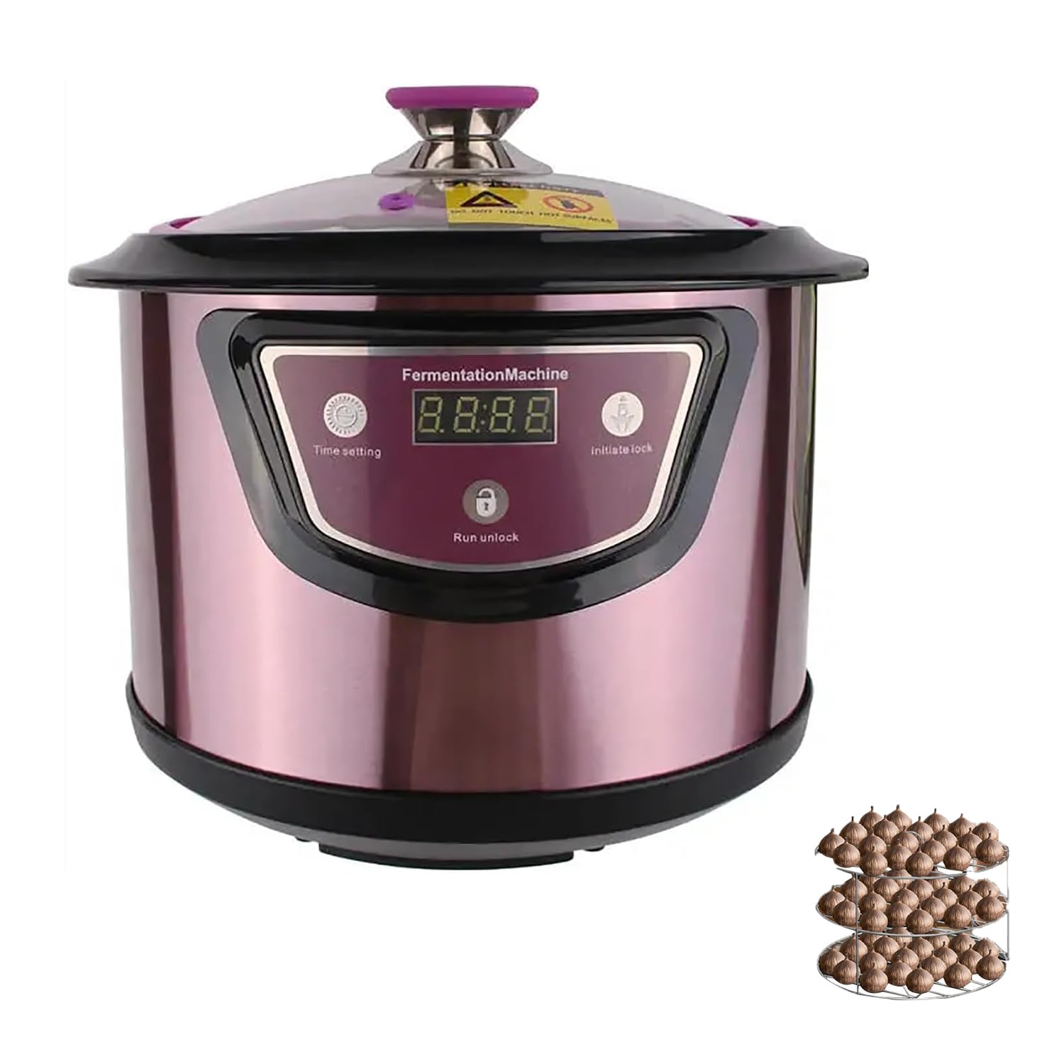 PODECAutomatic Intelligent Control Garlic Fermenter, Black Garlic Fermenter Machine with Visual Lid and 6L Stainless Steel Inner Pot, 360°three-dimensional Heating, for Yogurt, Natto, Fruit Vinegar