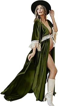 THBOEER Velvet Maternity Dress for Photoshoot Long Puffy Sleeve Pregnancy  Gown with Tassel Open Belly Army-Green Small-Medium at Amazon Women's  Clothing store