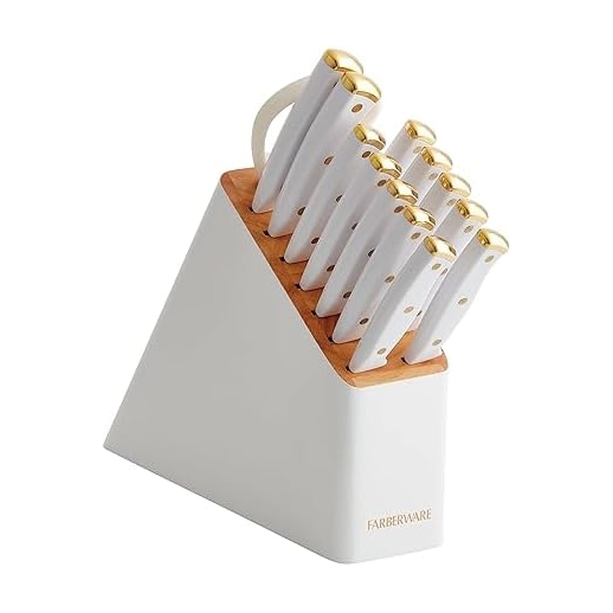 Amazon.com: Farberware 14-Piece Knife Block Set, White and Gold