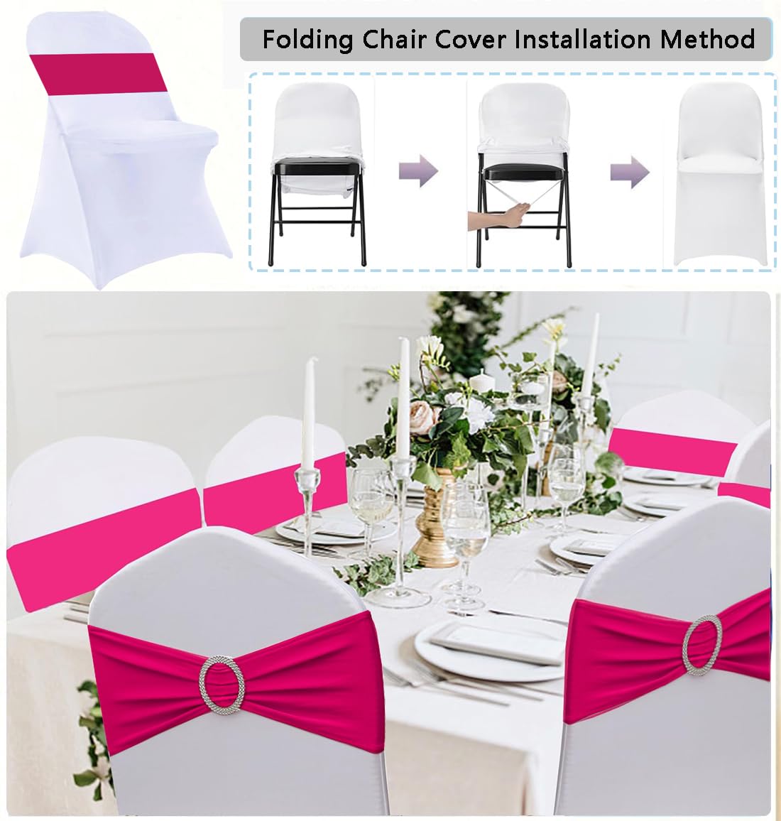 50 Fundas Para Sillas Moradas, De Poliéster Y Elastano, Elásticas, Para Bodas, Fiestas, Cenas, Banquetes, Con Parte Delantera Plana, Se Adaptan A Sillas De Hasta 51 X 45 X 95 Cm. | US