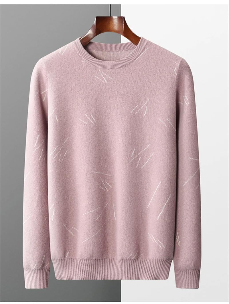 Dninmim Herren Kaschmir Pullover O Ausschnitt Verdickter Pullover Warm Jacquard Casual Business Langarm Top