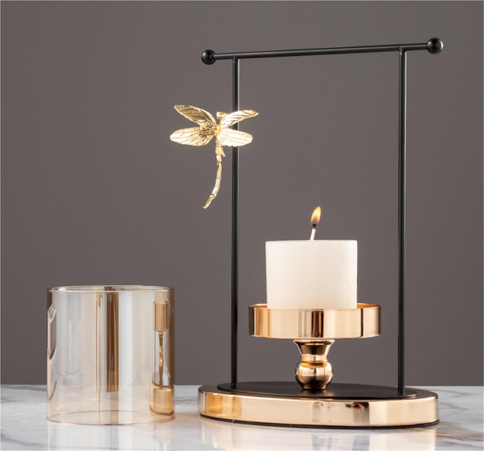 Candelabro de Escritorio Antiguo Estilo Retro Europeo, candelabro Alto de Hierro, Bandeja Decorativa, Porta Joyas for decoración de Bodas, restaurantes,(34cm)